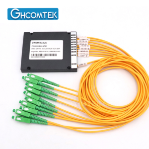 8CH  Single Fiber CWDM Multiplexer Demultiplexer ABS Enclosure Box, 1 Meter 2.0mm Optical Patch Cord, SC/APC LC/UPC Optional Connector CWDM Module